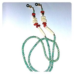Turquoise, coral and ivory eyeglass chain